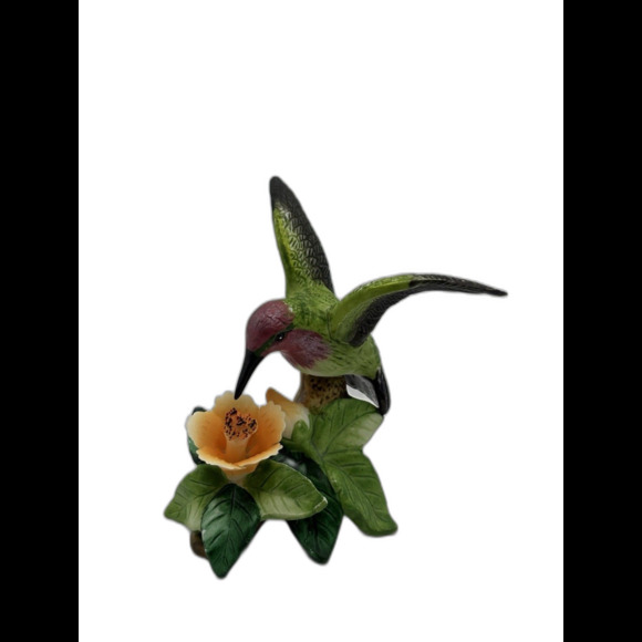 Russ Berrie VTG " Nature's Song" Porcelain hummingbird on flower figurine - Picture 2 of 12